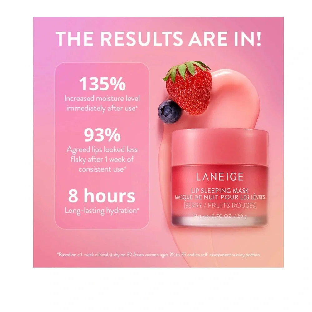 LANEIGE Lip Sleeping Mask Balm Berry Fruits Rouges Mini Travel‎ Size .10oz New